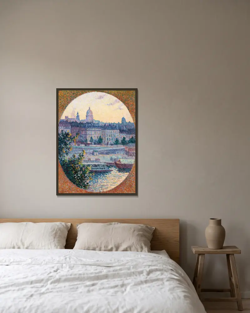 Kajen Montebello och kullen Sainte-Geneviève av Maximilien Luce inramad på en vägg
