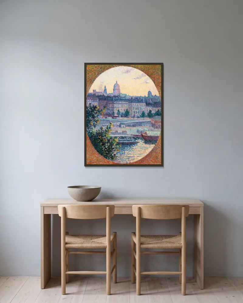 Kajen Montebello och kullen Sainte-Geneviève av Maximilien Luce inramad på en vägg