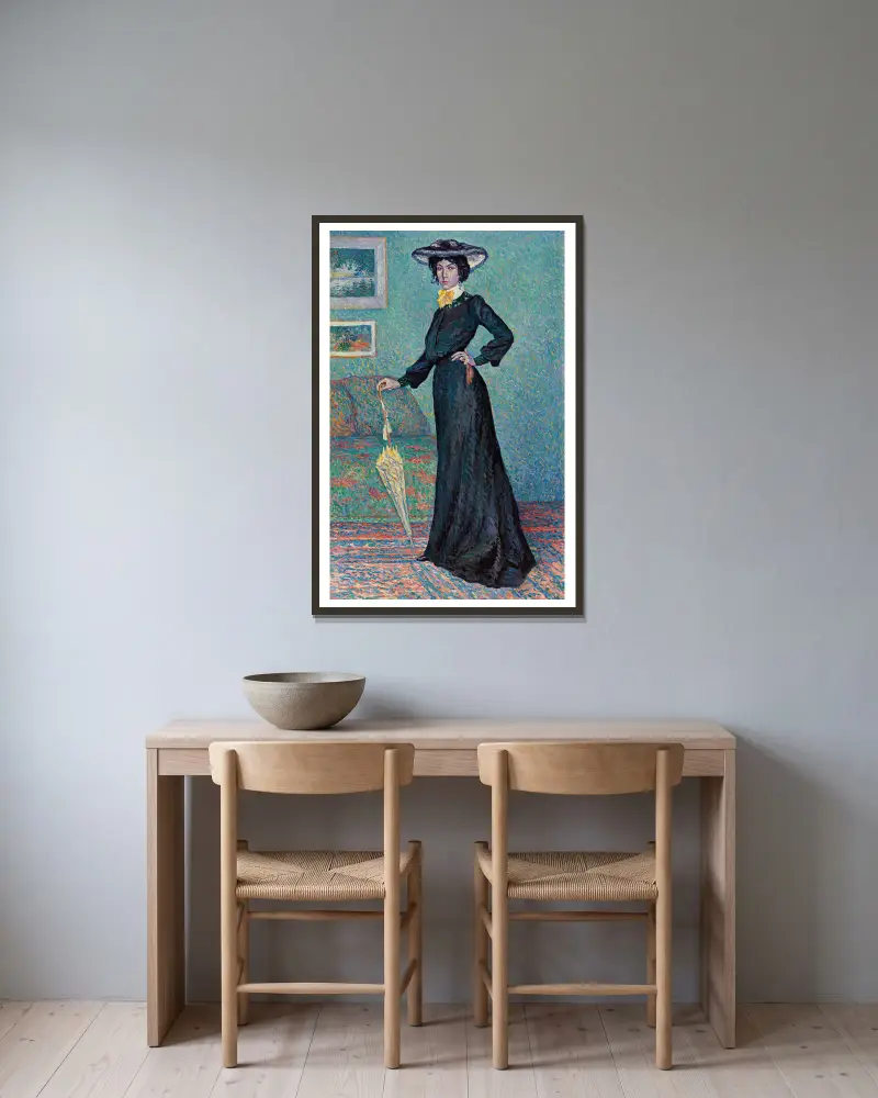 Lucie Cousturier av Maximilien Luce inramad på en vägg