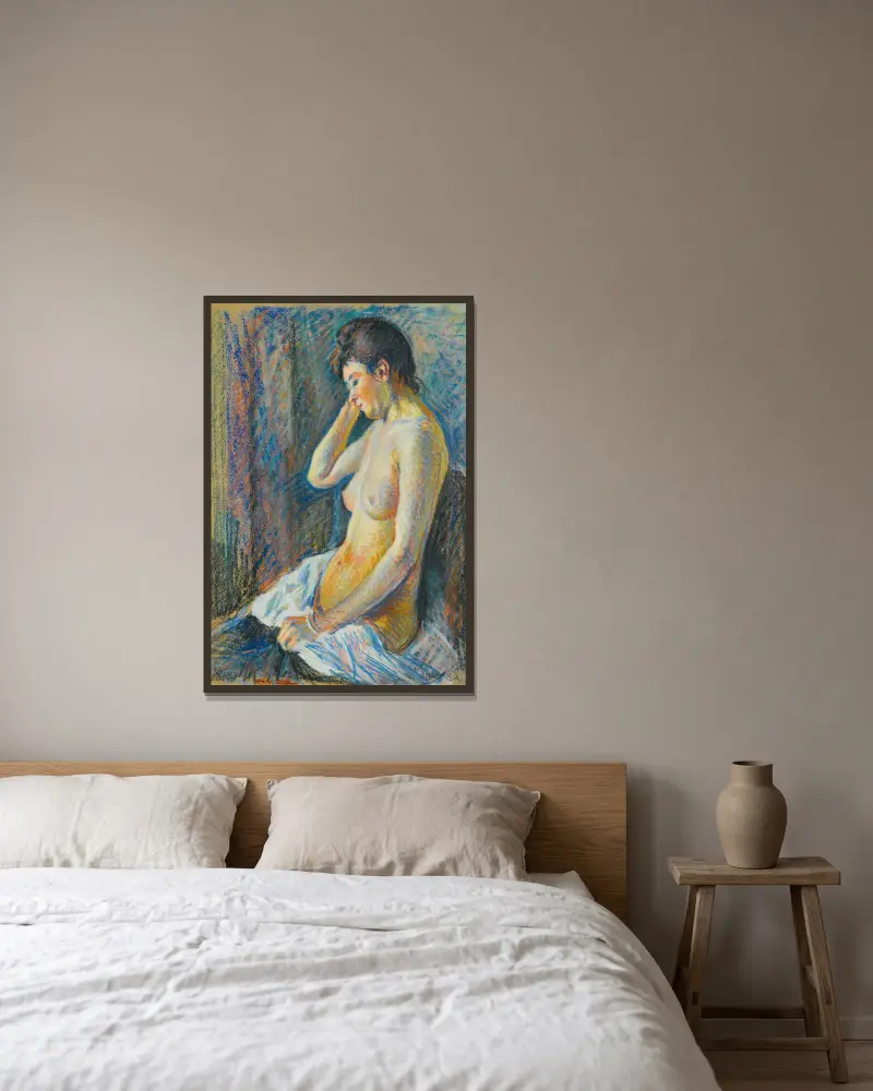 Nu Assis von Maximilien Luce gerahmt an einer Wand