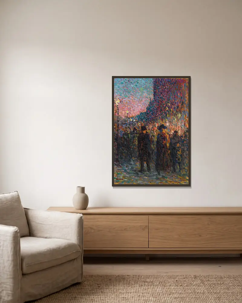 Paris, die Boulevards, die Nacht von Maximilien Luce gerahmt an einer Wand