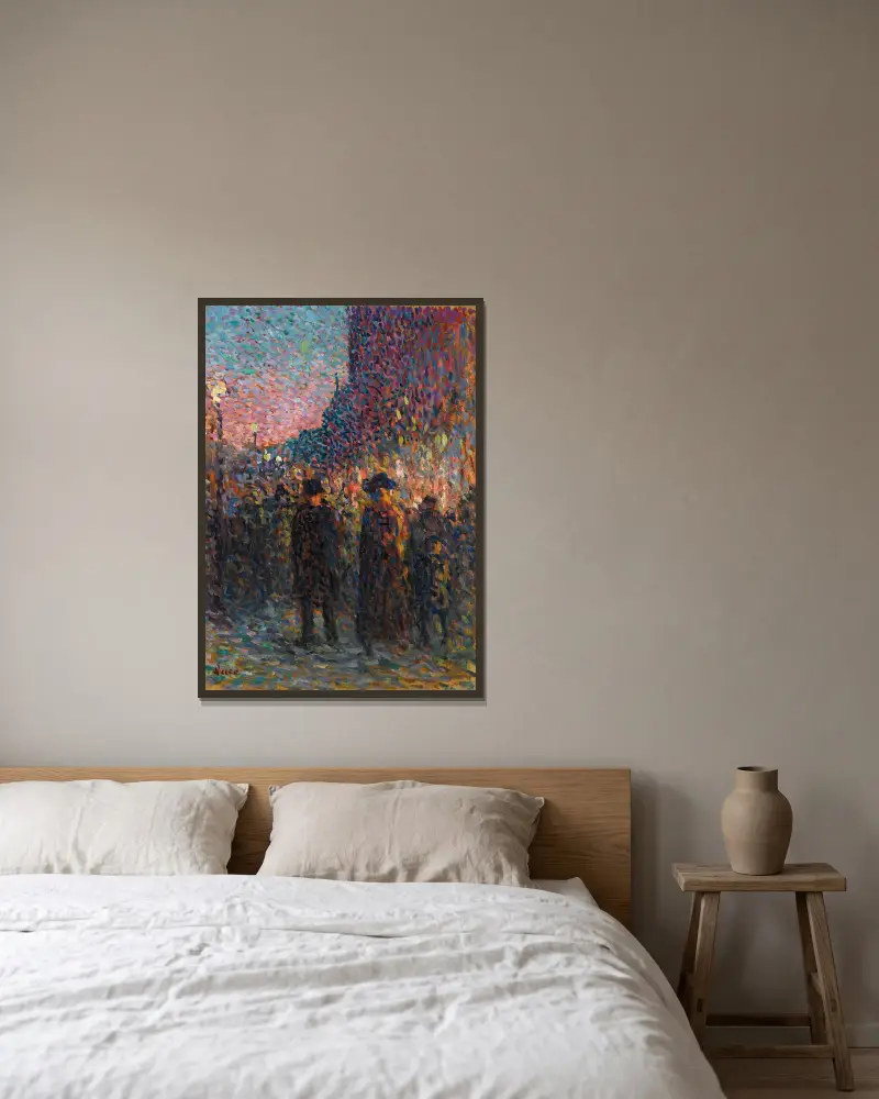 Paris, die Boulevards, die Nacht von Maximilien Luce gerahmt an einer Wand