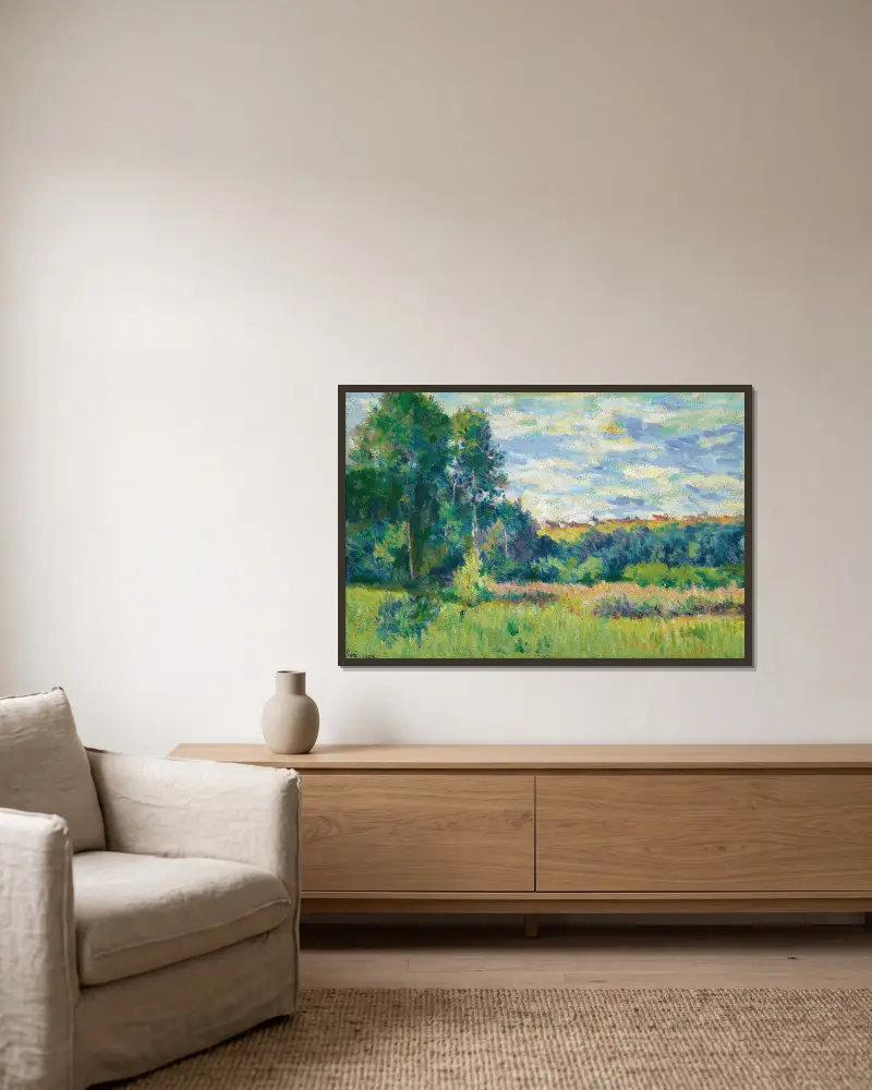 Paysage av Maximilien Luce inramad på en vägg