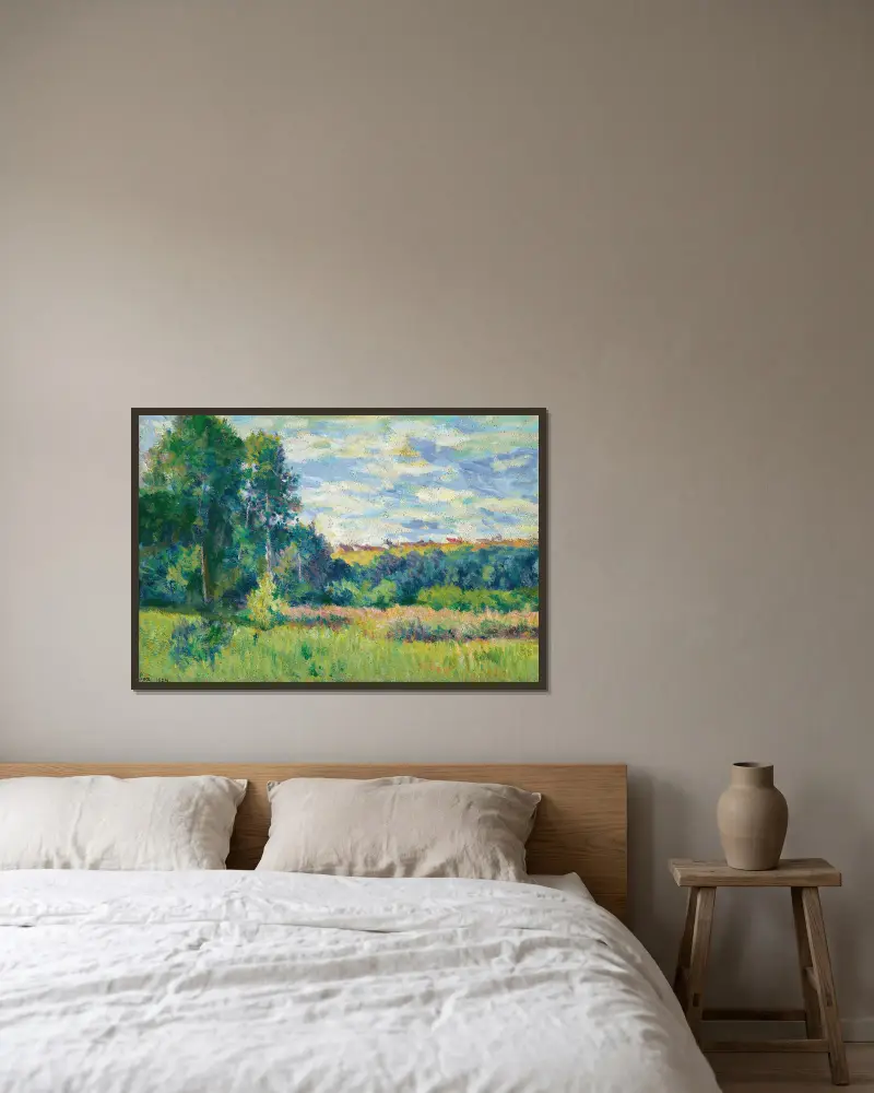 Paysage av Maximilien Luce inramad på en vägg