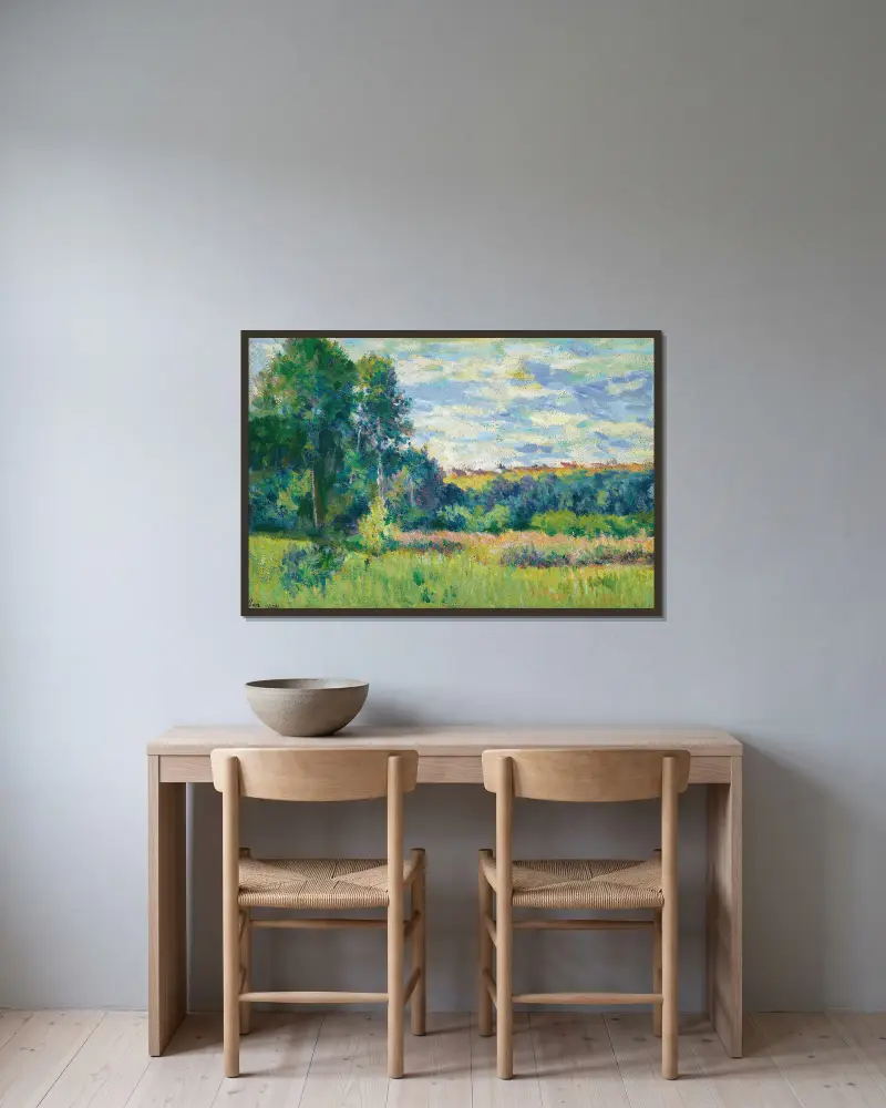 Paysage av Maximilien Luce inramad på en vägg