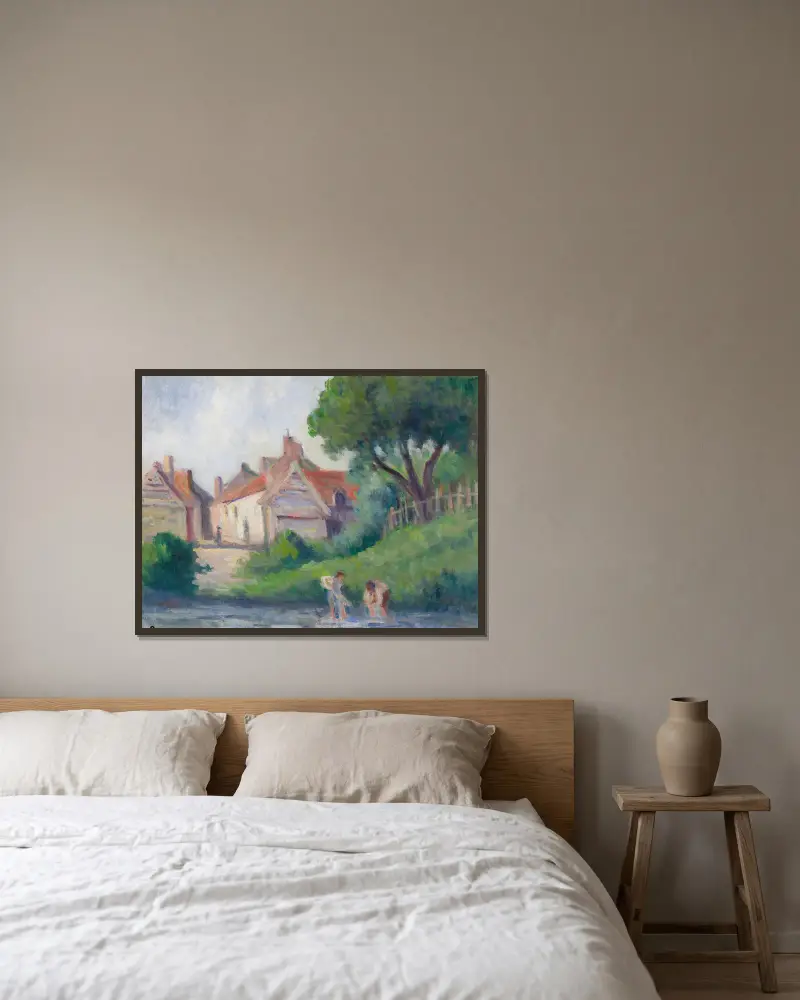 Pecquigny av Maximilien Luce inramad på en vägg
