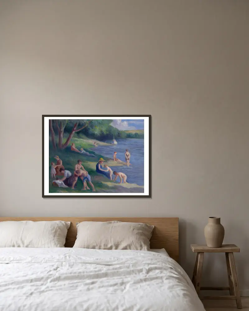 Strand von Méricourt von Maximilien Luce gerahmt an einer Wand