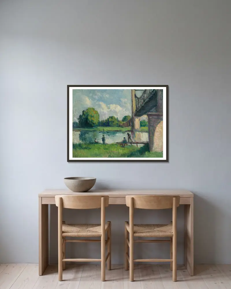 Pont Aux Environs D’angers av Maximilien Luce inramad på en vägg