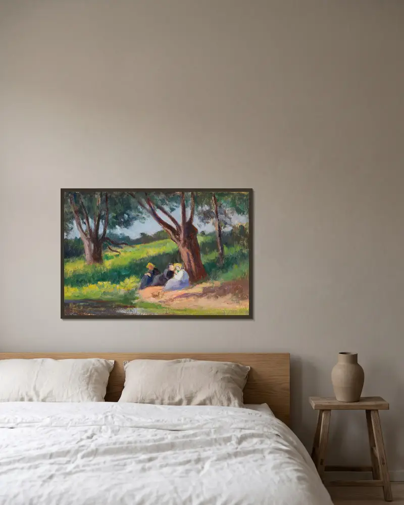 Sous L´arbre Rolleboise av Maximilien Luce inramad på en vägg
