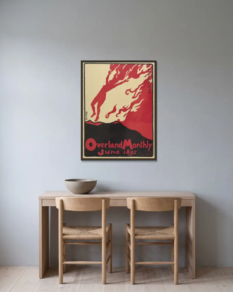 Overland Monthly , June av Maynard Dixon inramad på en vägg