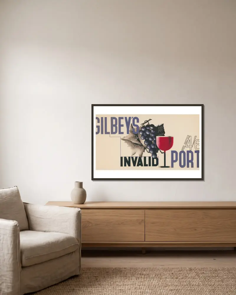 Gilbey's invalid port, 1930, Edward McKnight Kauffer v rámu na stěně