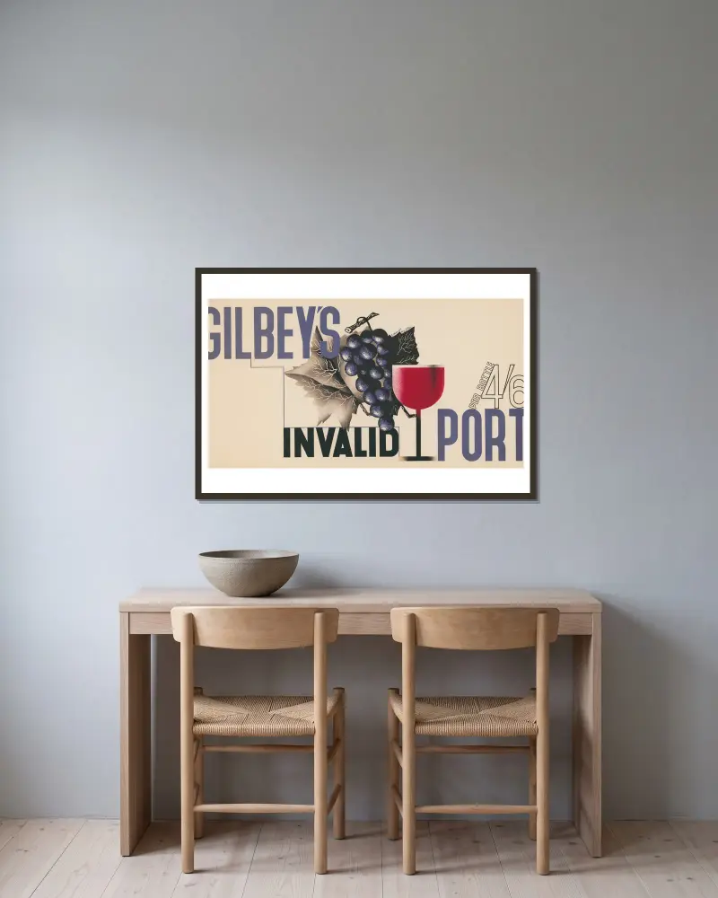 Gilbey's invalid port, 1930, Edward McKnight Kauffer v rámu na stěně