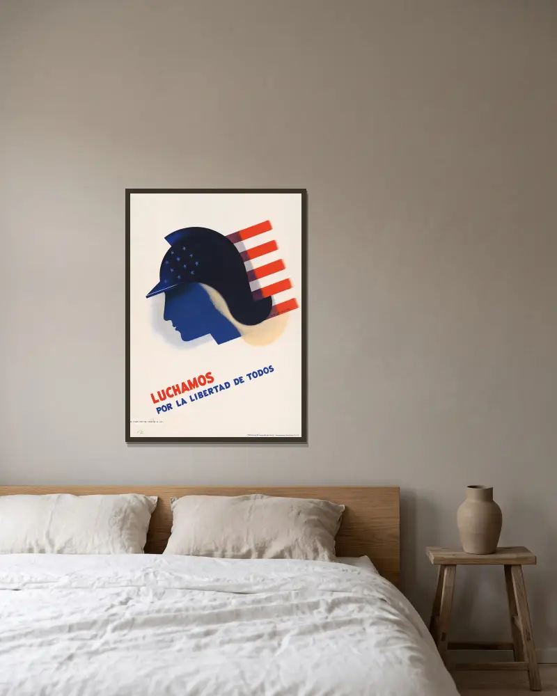 Luchamos por la libertad de todos von Edward McKnight Kauffer gerahmt an einer Wand