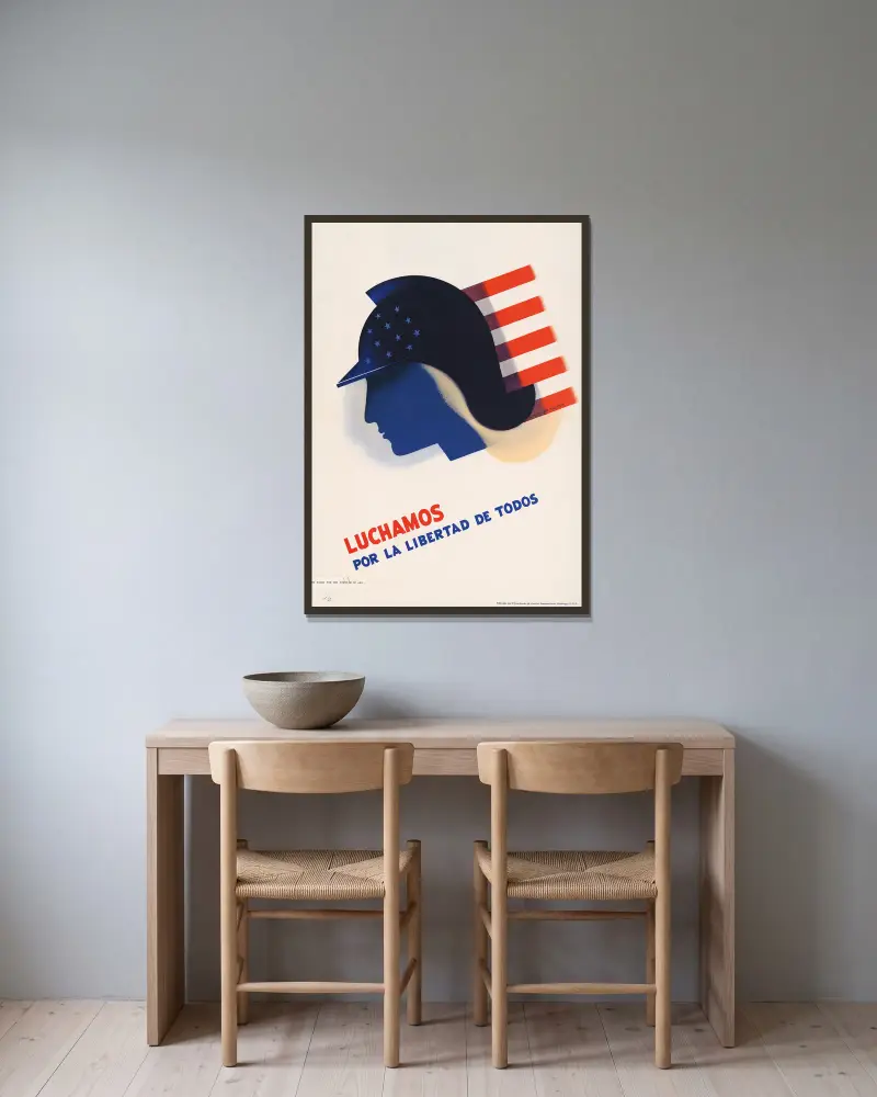 Luchamos por la libertad de todos von Edward McKnight Kauffer gerahmt an einer Wand