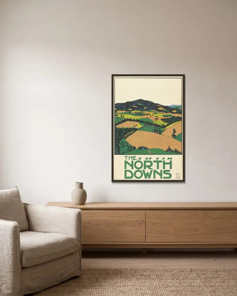 North Downs, londýnské metro, Edward McKnight Kauffer v rámu na stěně