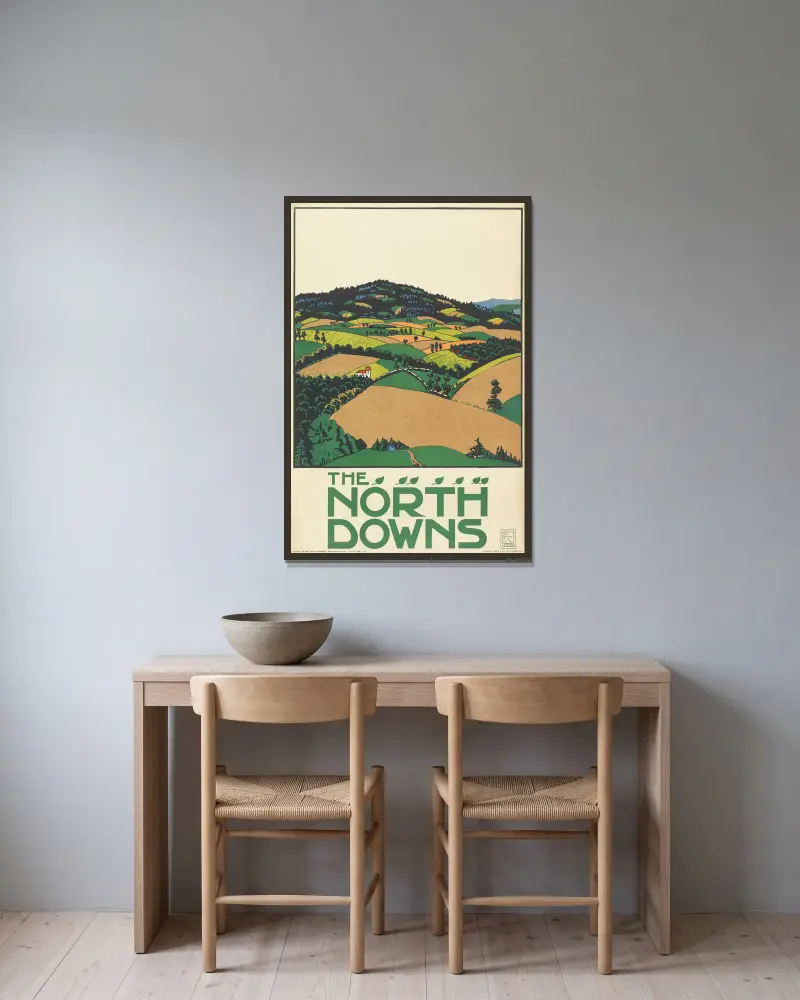 North Downs, londýnské metro, Edward McKnight Kauffer v rámu na stěně