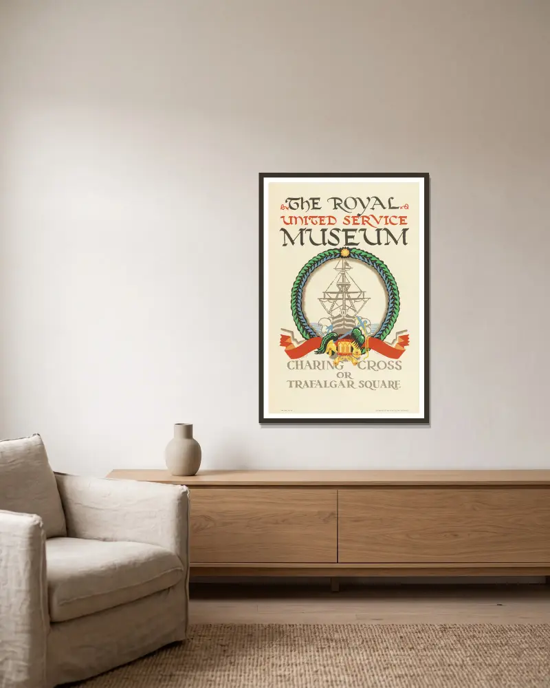The Royal United Service Museum von Edward McKnight Kauffer gerahmt an einer Wand