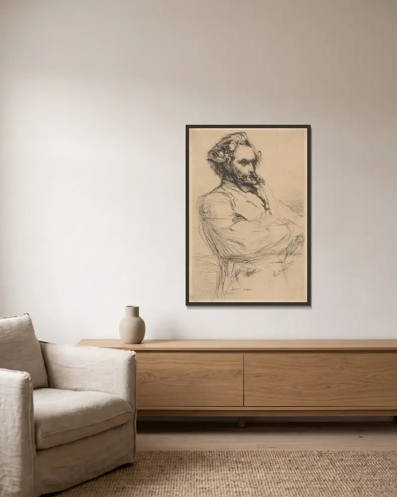 Drouet av James Abbott McNeill Whistler inramad på en vägg