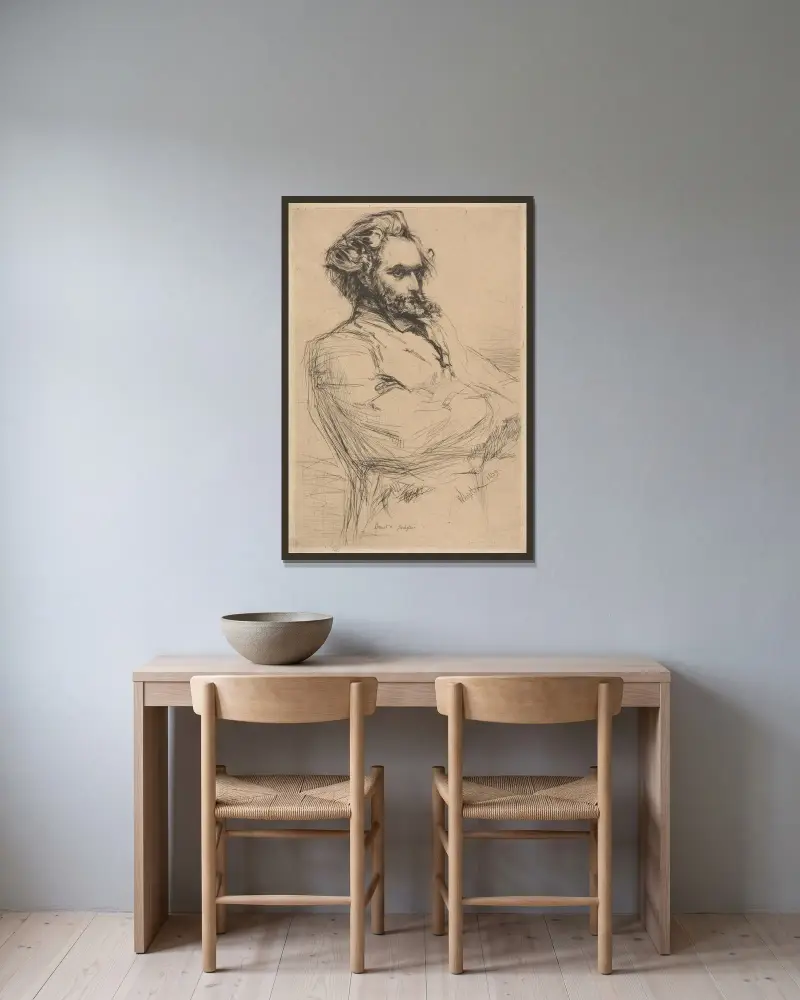 Drouet av James Abbott McNeill Whistler inramad på en vägg