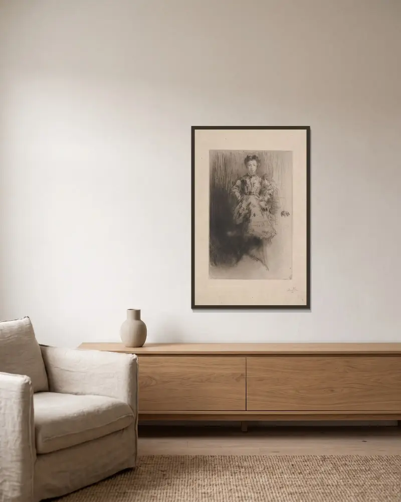 Elinor Leyland av James Abbott McNeill Whistler inramad på en vägg