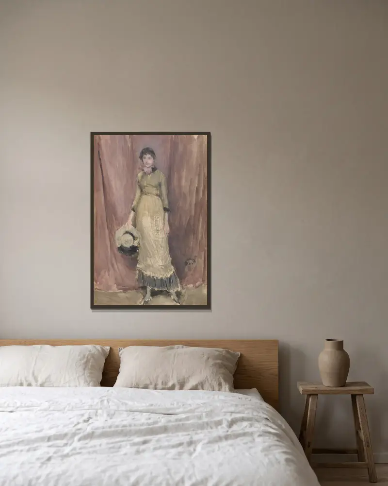 Harmoni i violett och bärnsten av James Abbott McNeill Whistler inramad på en vägg