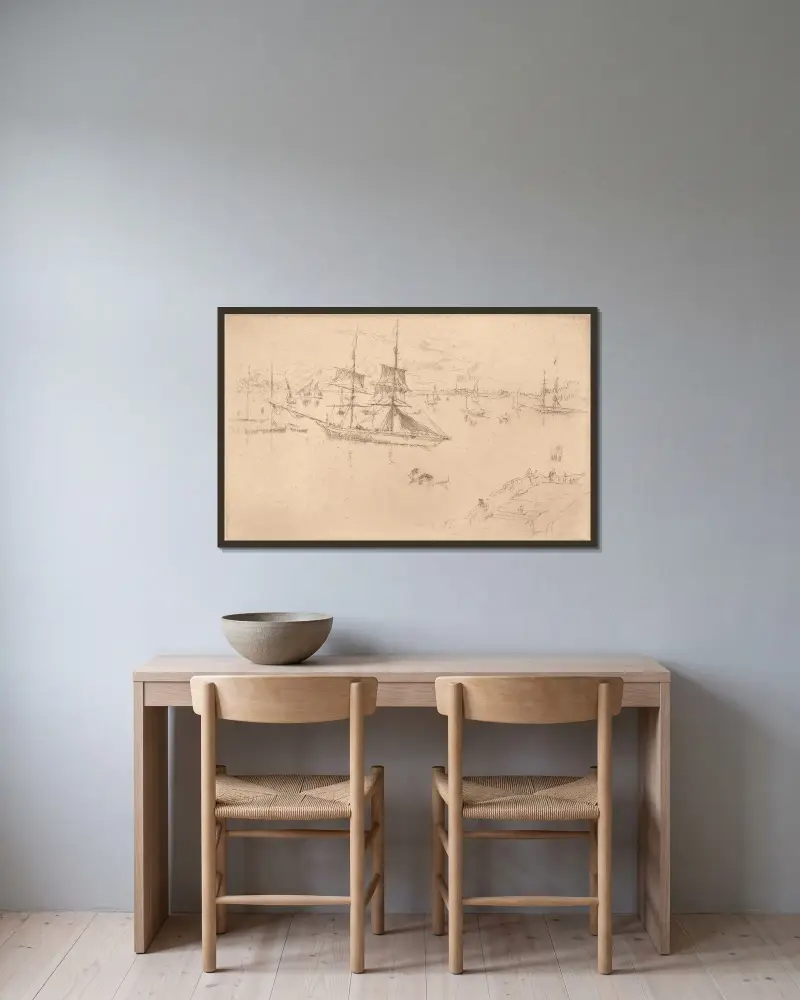 Lagune; Mittag von James Abbott McNeill Whistler gerahmt an einer Wand
