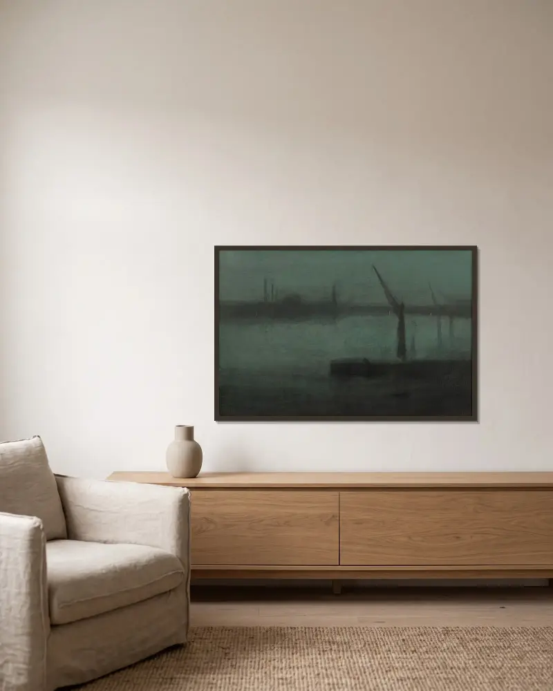Nokturn: Błękit i srebro – Battersea Reach, James Abbott McNeill Whistler w ramie na ścianie