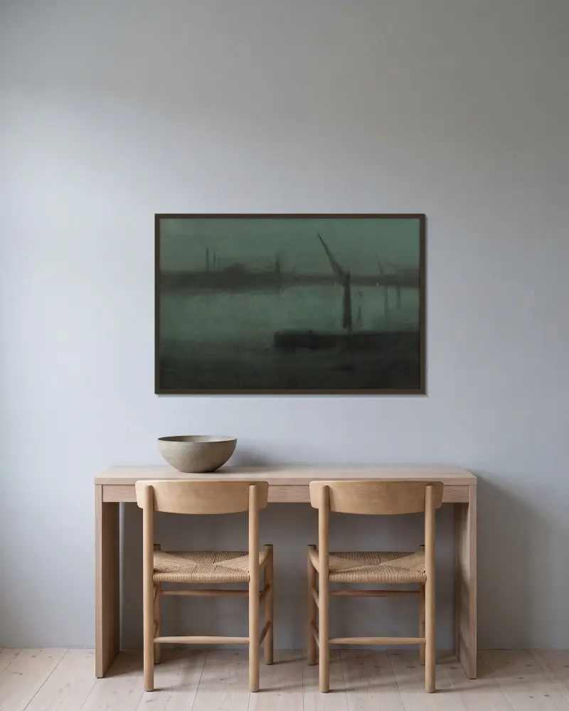 Nokturn: Błękit i srebro – Battersea Reach, James Abbott McNeill Whistler w ramie na ścianie