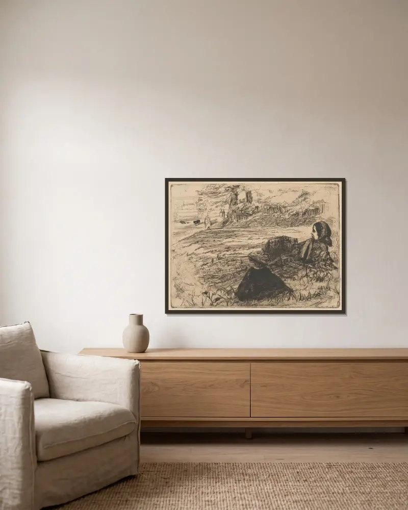 Barnjungfru och barn av James Abbott McNeill Whistler inramad på en vägg