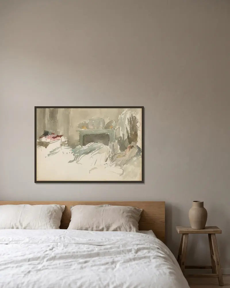Resting in Bed av James Abbott McNeill Whistler inramad på en vägg