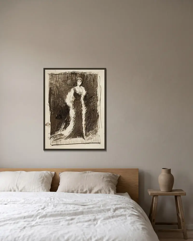 Skizze nach Anordnung in Schwarz; Lady Meux von James Abbott McNeill Whistler gerahmt an einer Wand