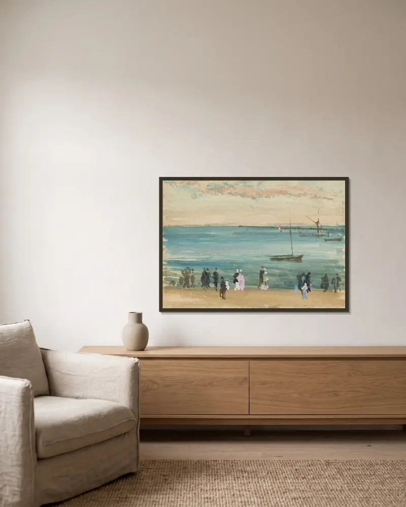 Southend Pier av James Abbott McNeill Whistler inramad på en vägg
