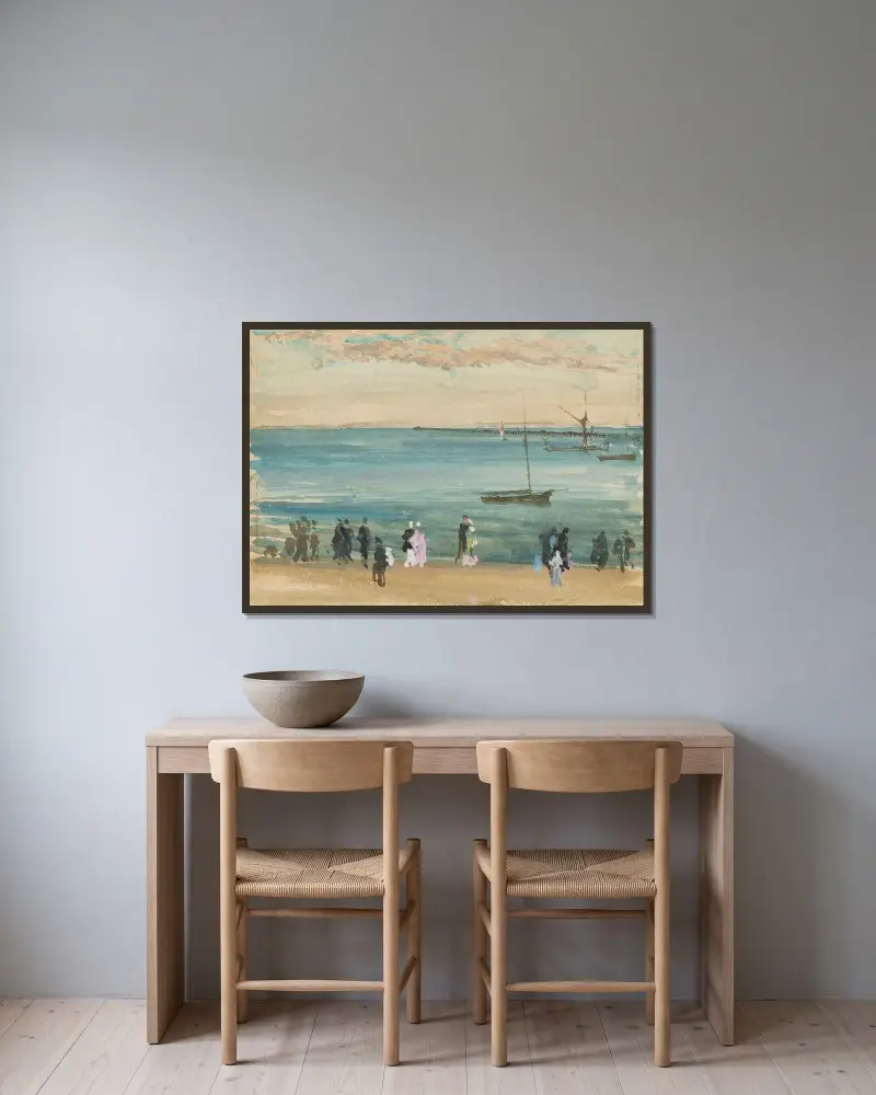 Southend Pier av James Abbott McNeill Whistler inramad på en vägg