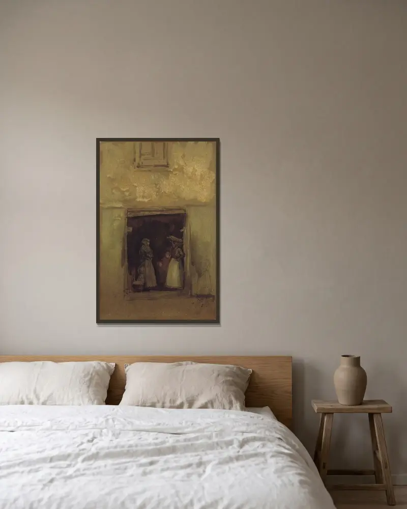 Der Klatsch von James Abbott McNeill Whistler gerahmt an einer Wand
