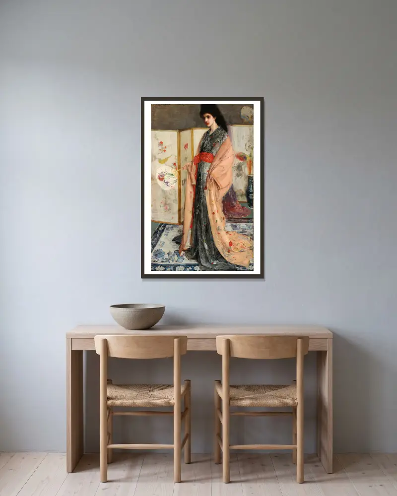 Prinsessan från porslinslandet av James Abbott McNeill Whistler inramad på en vägg