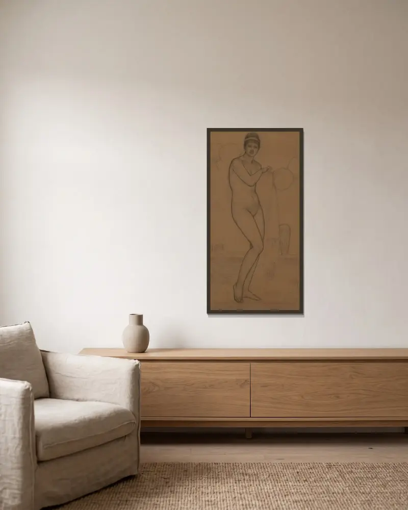 Venus (Standing Nude) av James Abbott McNeill Whistler inramad på en vägg