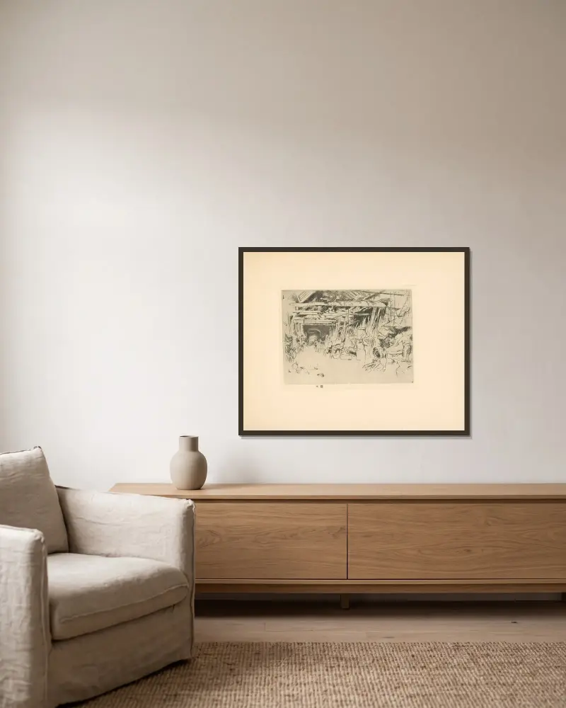 Wheelwright – nr 1 av James Abbott McNeill Whistler inramad på en vägg