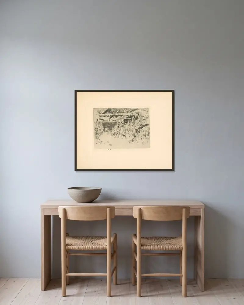 Wheelwright – nr 1 av James Abbott McNeill Whistler inramad på en vägg
