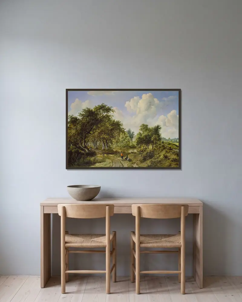 Waldlandschaft, 1663 – Nr. 1 von Meindert Hobbema gerahmt an einer Wand