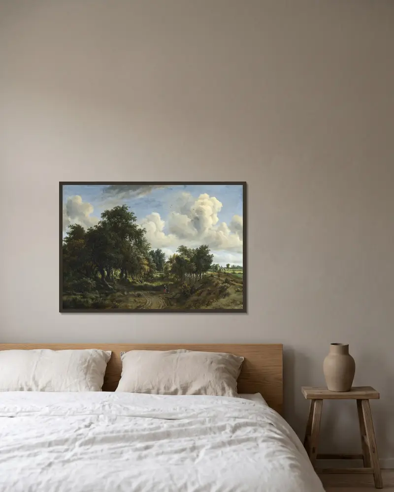 Waldlandschaft, 1663 – Nr. 2 von Meindert Hobbema gerahmt an einer Wand