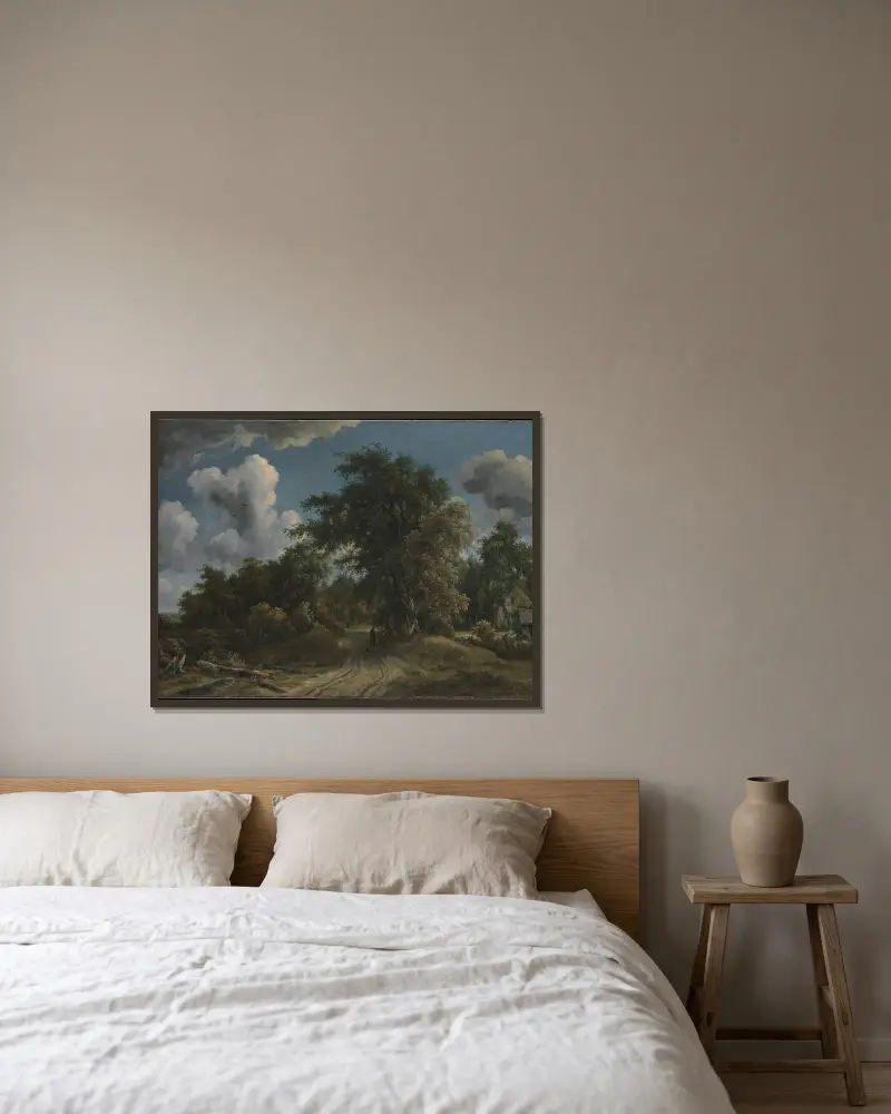 Waldweg von Meindert Hobbema gerahmt an einer Wand