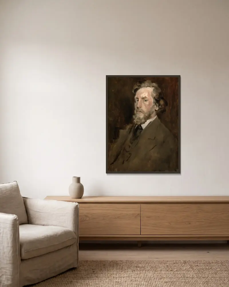 Porträtt av en man av William Merritt Chase inramad på en vägg