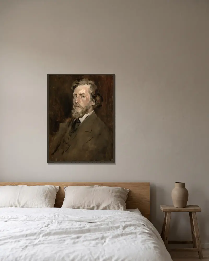 Porträtt av en man av William Merritt Chase inramad på en vägg