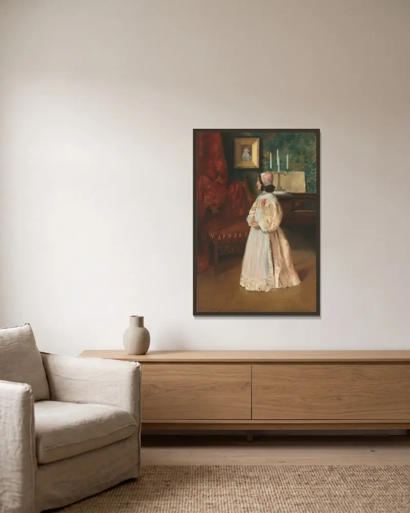 Porträtt av min dotter Alice av William Merritt Chase inramad på en vägg