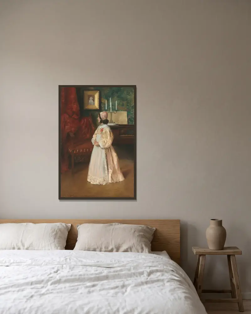 Porträtt av min dotter Alice av William Merritt Chase inramad på en vägg