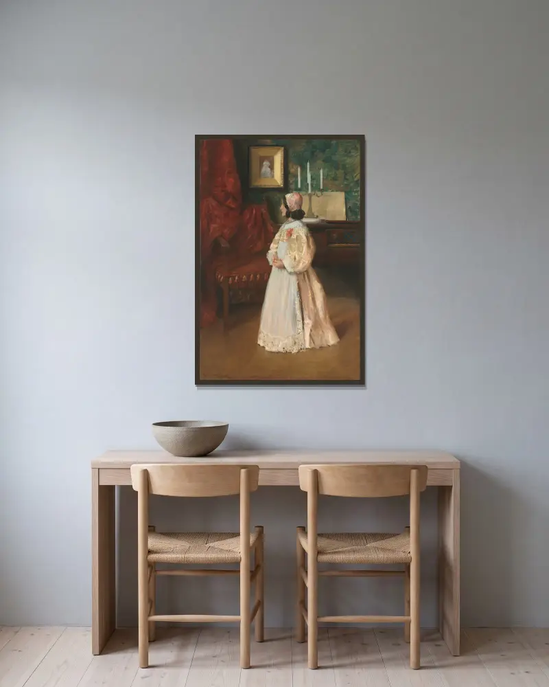 Porträtt av min dotter Alice av William Merritt Chase inramad på en vägg