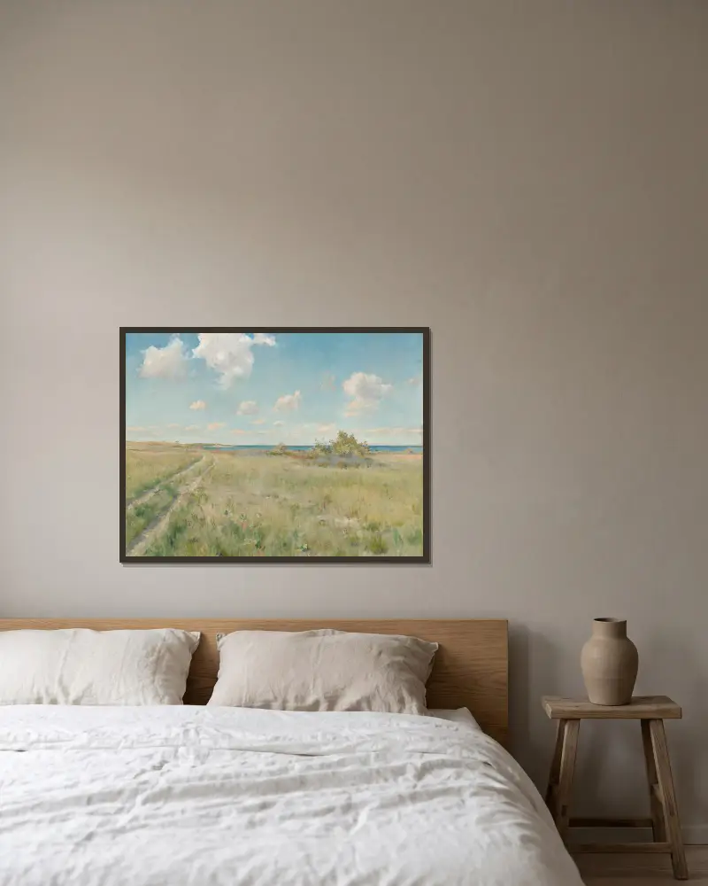 Den gamla vägen till havet av William Merritt Chase inramad på en vägg