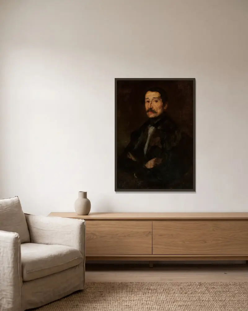 Porträt von Eustachy Wąsowicz von Piotr Michałowski gerahmt an einer Wand