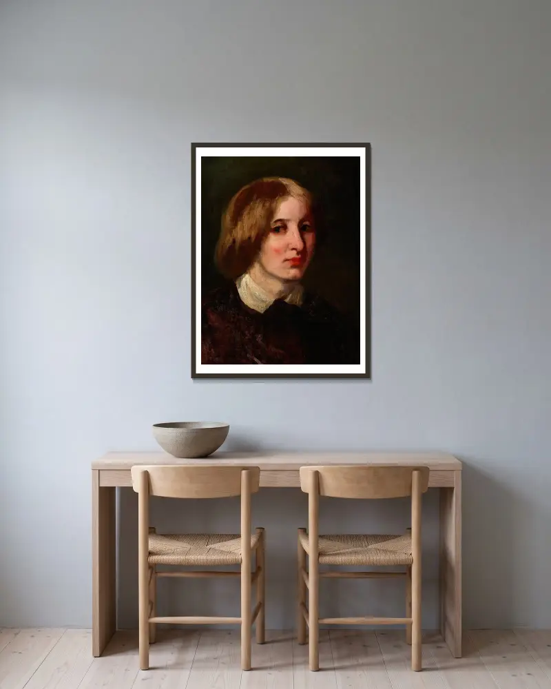 Portrait of Józefa Ostrowska av Piotr Michałowski inramad på en vägg