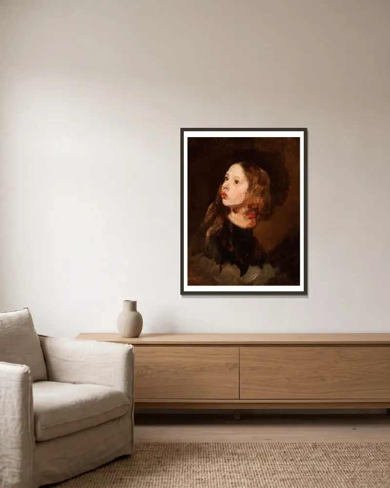 Bildnis der Maria Michałowska von Piotr Michałowski gerahmt an einer Wand